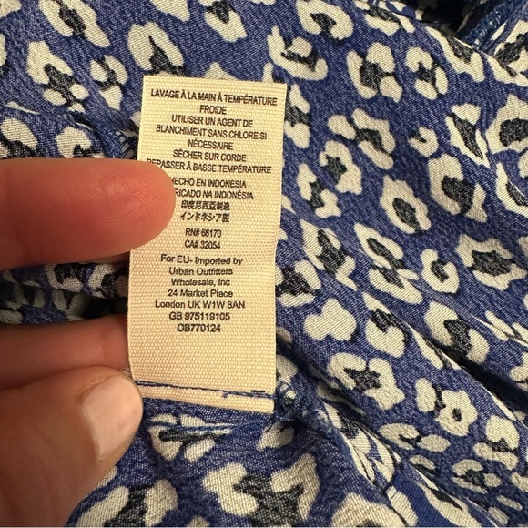 NWT Free People | Women's Blue White Animal Leopard Print Wrap Maxi Dress Size M - Picture 12 of 12